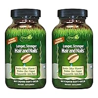 Irwin Naturals Longer, Stronger Hair and Nails – Promotes Vibrant Shine Texture & Strength - 60 Liquid Softgels (Pack of 2)