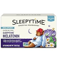 Celestial Seasonings Sleepytime Wellness Tea Plus Melatonin, Caffeine Free, 18 Tea Bags Box