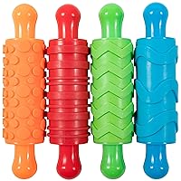 READY 2 LEARN Paint and Clay Texture Rollers - Set of 4 - Textured Dough Rolling Pins for Kids - Open-Ended Patterns for Crafts and Decoration