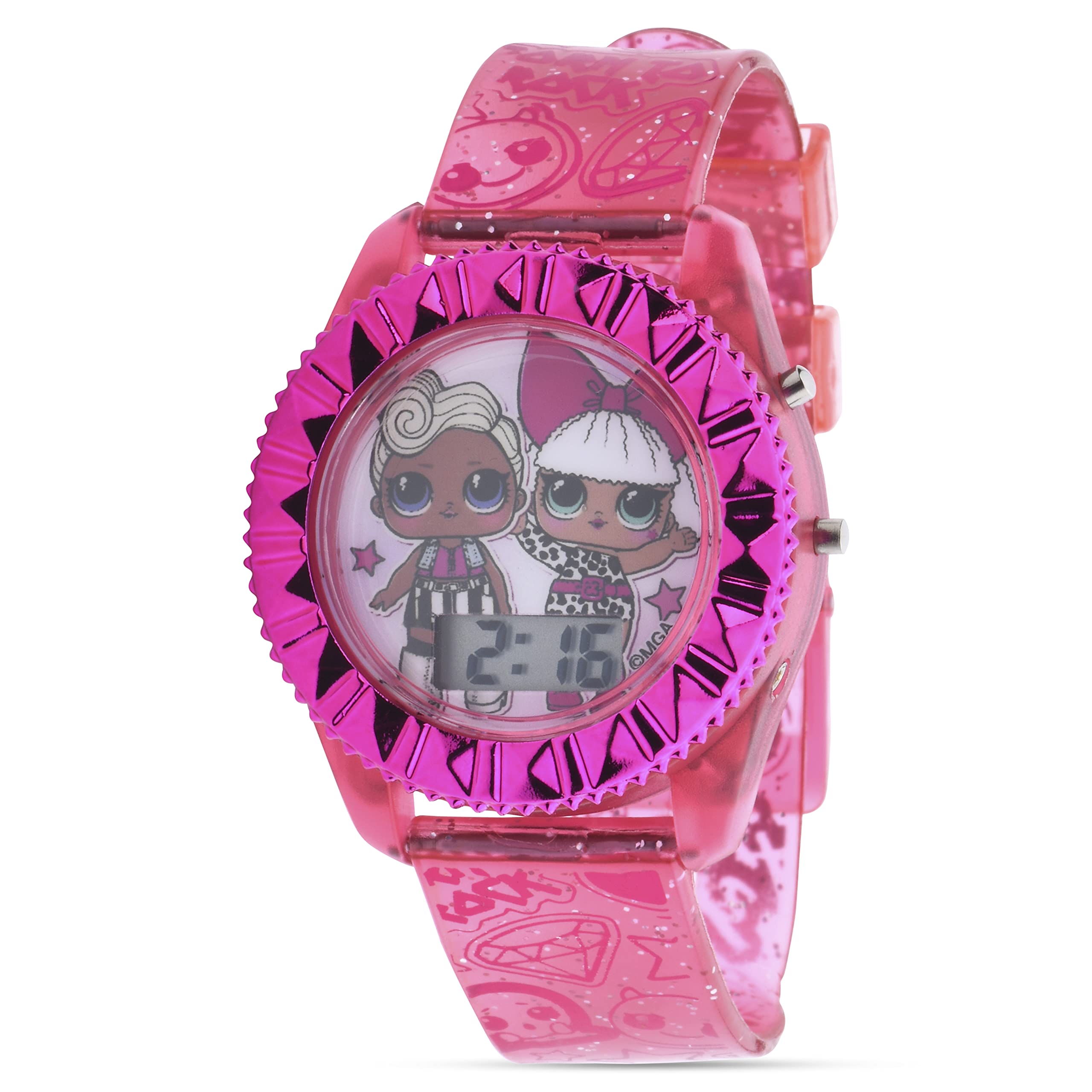 L.O.L Surprise! Kids' Watch with Flashing Led Lights - Kids Digital Watch with Official L.O.L Surprise! Characters On The Dial, Childrens Watch with Easy Buckle Strap, Kids Digital Watch, Safe For Children