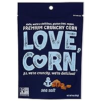 LOVE CORN Sea Salt 4oz x 1 bag - Delicious Crunchy Corn - Healthy Family Snacks - Gluten Free, Kosher, NON-GMO - Alternative for Chips, Nuts, Crackers & Pretzels - Perfect for Charcuterie Boards