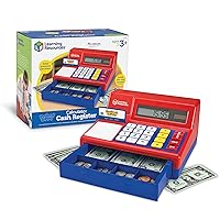 Learning Resources Pretend & Play Calculator Cash Register - 73 Pieces, Ages 3+ Develops Early Math Skills, Play Cash Register for Kids, Toy Cash Register, Play Money for Kids,Christmas Gifts for Kids