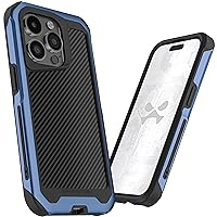 Ghostek Atomic Slim iPhone 15 Pro Case, Compatible with MagSafe Accessories, Aluminum Metal Bumper, Heavy Duty Protection Cover (6.1 Inch, Aramid Blue)