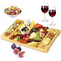 ROYAL CRAFT WOOD Charcuterie and Cheese Board - Large Bamboo Cheese Board - Serving Tray Platter - House Warming Gifts New Home, Wedding Gifts for Couple, Bridal Shower Gift - 15.5 x 10 inch