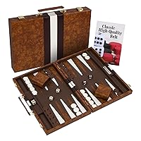Top Backgammon Set - Classic Board Game Case - 2 Players - Best Strategy & Tip Guide - Available in Small, Medium and Large Sizes (Brown, Medium)