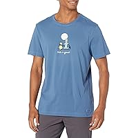 Men's Jake and Rocket Moon Cotton Tee, Crewneck, Short Sleeve Graphic T-Shir, Vintage Blue, X-Large