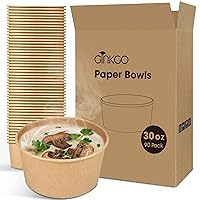 90 Count 30 oz Large Paper Bowls Leak Proof Disposable Hot Soup Bowls Bulk No Plastic Lids for Daily Dinner or Lunch