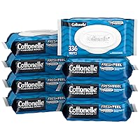 Cottonelle Freshfeel Flushable Wet Wipes, Adult Wet Wipes, 8 Flip-Top Packs, 42 Wipes per Pack (8 Packs of 42) (336 Total Flushable Wipes)
