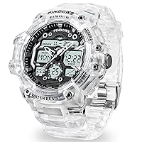 Men's Digital Analogue Sports Watch for Men, 7 Colour LED Light, Electronic Tactical Army Watch, Waterproof Military Wristwatches with Stopwatch, 3 Alarms, Countdown and Dual Time Display Watches