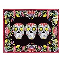 Boston International Ceramic Plate Day of the Dead Rectangular Serving Dish, 10