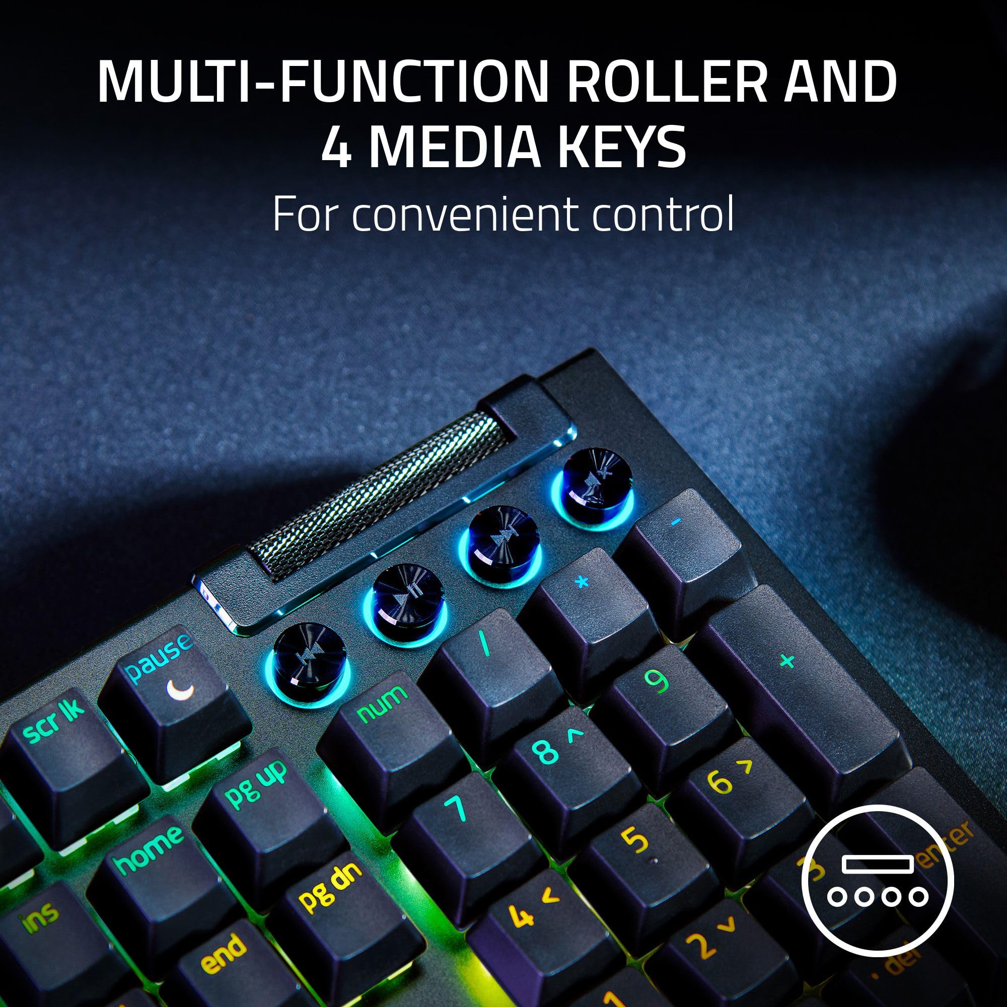 Razer BlackWidow V4 Mechanical Gaming Keyboard: Green Switches Tactile & Clicky - Chroma RGB - 6 Dedicated Macro Keys - Magnetic Wrist Rest - Doubleshot ABS Keycaps - Multi-Function Roller &Media Keys