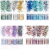 Body Glitter 16 Colors Chunky Glitter for Body Face Hair Make Up Nail Art Mixed Color Glitter
