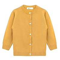 Lilax Little Girls' Knit Basic Cardigan, Long Sleeve Button Up Sweater