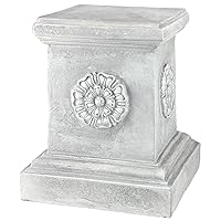 Design Toscano English Rosette Indoor/Outdoor Sculptural Garden Plinth Base Statue Riser, 11 Inches Square, 13 Inches Tall, Handcast Polyresin, Antique Stone Finish