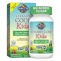 Vegetarian Multivitamin Supplement for Kids, Vitamin Code Kids Chewable Raw Whole Food Vitamin with Probiotics, 60 Chewable Bears