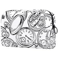 Pocket Watch Cosmetic Travel Bag Large Capacity Reusable Makeup Pouch Toiletry Bag for Girls Women 7.3x3x5.1in