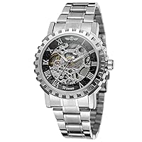 FORSINING Men's Trendy Skeleton Automatic Movement Wristwatch with Stainless Steel Bracelet WRG8036M4S3