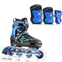2PM SPORTS Small Inline Skates for Kids with Adjustable Protective Gear Set Small - Blue & Blue