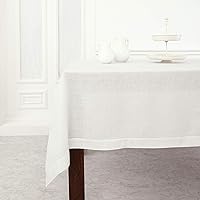 Solino Home White Linen Tablecloth 60 x 144 Inch – Classic Hemstitch, 100% Pure European Flax Linen Table Cover – Machine Washable Rectangular Tablecloth for Spring, Summer, Indoor, Outdoor