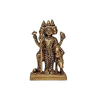 BHARAT HAAT Brass Lord Dattatreya Murti Statue Handicrafts Art (2.8 x 1.5 x 4.5 inch, Yellow) BH07215