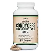 Cordyceps Capsules (Cordyceps Sinensis Mushroom Extract) 210 Count, 3.5 Month Supply, 1,000MG (7% Polysaccharides with Alpha and Beta Glucans) Cardiovascular and Aging Support by Double Wood
