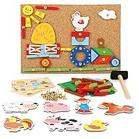Wooden Toys Farm Theme Hammer Arts & Crafts Playset Designed for Children Ages 6+