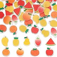 CHGCRAFT 54Pcs 9 Styles Acrylic Fruit Pendants Double-side Printed Watermelon Apple Strawberry Orange Pear Pineapple Mango Charms for Necklace Bracelet Earrings Keychain Crafting Jewelry Making