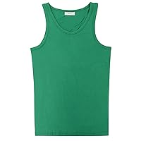 Collection Men's Tank Top 100% Cotton A-Shirt Solid Emerald Green Color