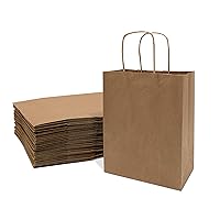 Brown Gift Bags with Handles - 8x4x10 Inch 25 Pack Small Kraft Paper Shopping Bags, Craft Totes in Bulk for Boutiques, Small Business, Retail Stores, Birthdays, Party Favors, Jewelry, Merchandise