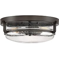 Quoizel QF3411PN Outpost Interior Lighting Rustic Retro Clear Seedy Glass Flush Mount Ceiling Light, 3-Light 120 Total Watts, 6