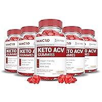 (5 Pack) Macro Keto ACV Gummies Advanced Formula 1000MG Marco Keto Gummies Apple Cider Vinegar Formulated with Pomegranate Beet Juice Powder B12 Vegan Non GMO 300 Gummys