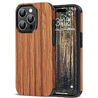TENDLIN Compatible with iPhone 15 Pro Max Case Wood Grain Outside Design TPU Hybrid Case (Red Sandalwood)