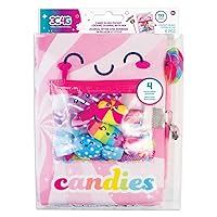3C4G: Candy Plush Pocket Locking Journal with Pen - Zipper Pouch Holds 4 Removable Candy Plushies, 192 Pages, Take Notes-Sketch-Design, Ages 6+