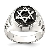 Sterling Silver Antiqued Star of David Ring