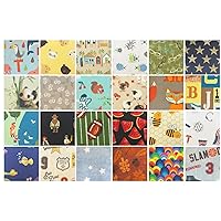 50 pcs 2.5-Inch' Mini Charm Pack, Die Cut Quilting Squares, 100% Cotton for Quilting, Fabric Bundle (I Spy Boys)