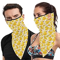 Yellow Rubber Duck Scarf Mask Bandana Reusable Neck Gaiter Cover Ear Loops for Women Men Outdoor
