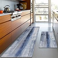 MAYHMYO Anti Fatigue Kitchen Mat - Set of 2 - Blue Design Comfort Mats - Cushioned, Non Slip Floor Mat