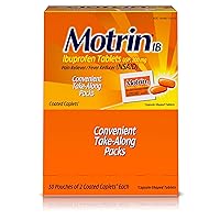 Motrin IB, Ibuprofen 200mg Tablets, Pain Reliever/Fever Reducer for Muscular Aches, Headache, Backache and Minor Arthritis Pain, Convenient for Travel & On-The-Go, 50 Packets of 2, 100 ct
