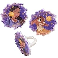 Disney's Wish Better Together Rings, Cupcake Decorations Featuring Asha & Valentino, Food Safe Cake Toppers For Birthday & Celebration – 72 Pack