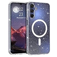 GUAGUA for Samsung Galaxy A15 5G/4G Case 6.5 Inch Compatible with MagSafe Magnetic Clear Glitter Sparkle Bling Samsung A15 Case Hard PC Soft TPU Shockproof Protective Phone Case for Galaxy A15, Clear