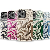 Custom Large Initials Groovy Swirl Abstract Personalized Monogrammed Name Case, Designed ‎for iPhone 15 Plus, iPhone 14 Pro Max, iPhone 13 Mini, iPhone 12, 11, X/XS Max, ‎XR, 7/8‎ Pink