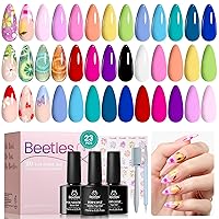 Beetles Gel Nail Polish, 20 Colors Cat Eye Gel Polish Spring Pastel Gel Polish, Gel Nail Kit Easy Nail Extension Set Etch X Nail Tips 504Pcs Short Almond Half Matte Nail Tips