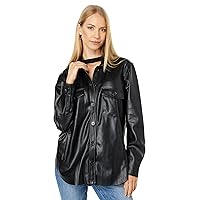 [BLANKNYC] mens Luxury Clothing Vegan Leather Shirt Jacket, Comfortable & Stylish Shacket