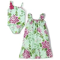 Gymboree Girls' Coverup and One Piece Swimsuit, Matching Toddler Outfit