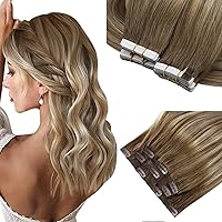 Sunny Tape in Hair Extensions and 3pcs Clip in Human Hair Extensions Blonde Balayage 70g 18inch