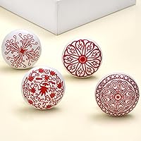 Red Ceramic Cabinet Knobs- Dresser Knobs 25 Pack- Drawer Pulls- Vintage Knobs- Decorative Knobs- Red Drawer Knobs- Kitchen Cabinet Knobs- Knobs Pulls- Red White Cabinet Pulls- Door Handles 1.5