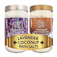 Bundle - Dead Sea Collection Bath Salts Enriched- Lavender + Coconut -Natural Salt for Bath -2 X Large 34.2 OZ. - Nourishing Essential Body Care for Soothing and Relaxing Your Skin and Muscle