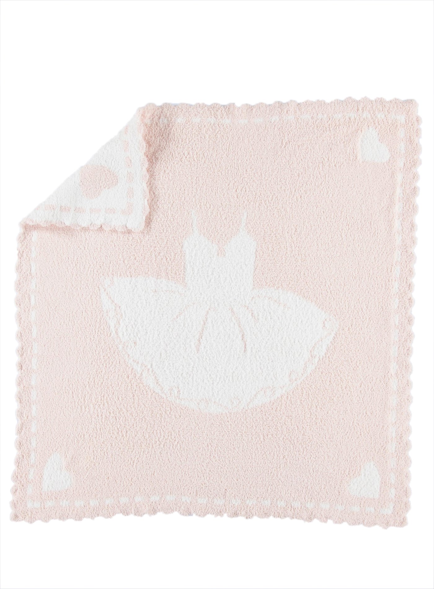 Barefoot Dreams CozyChic Scalloped Receiving Blanket - Pink & Tutu,30