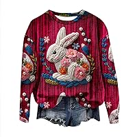 Sweatshirts for Women Cute Easter Sweatshirt 3D Graphic Trendy Long Sleeve Pullover Tops Easter Women's Tops