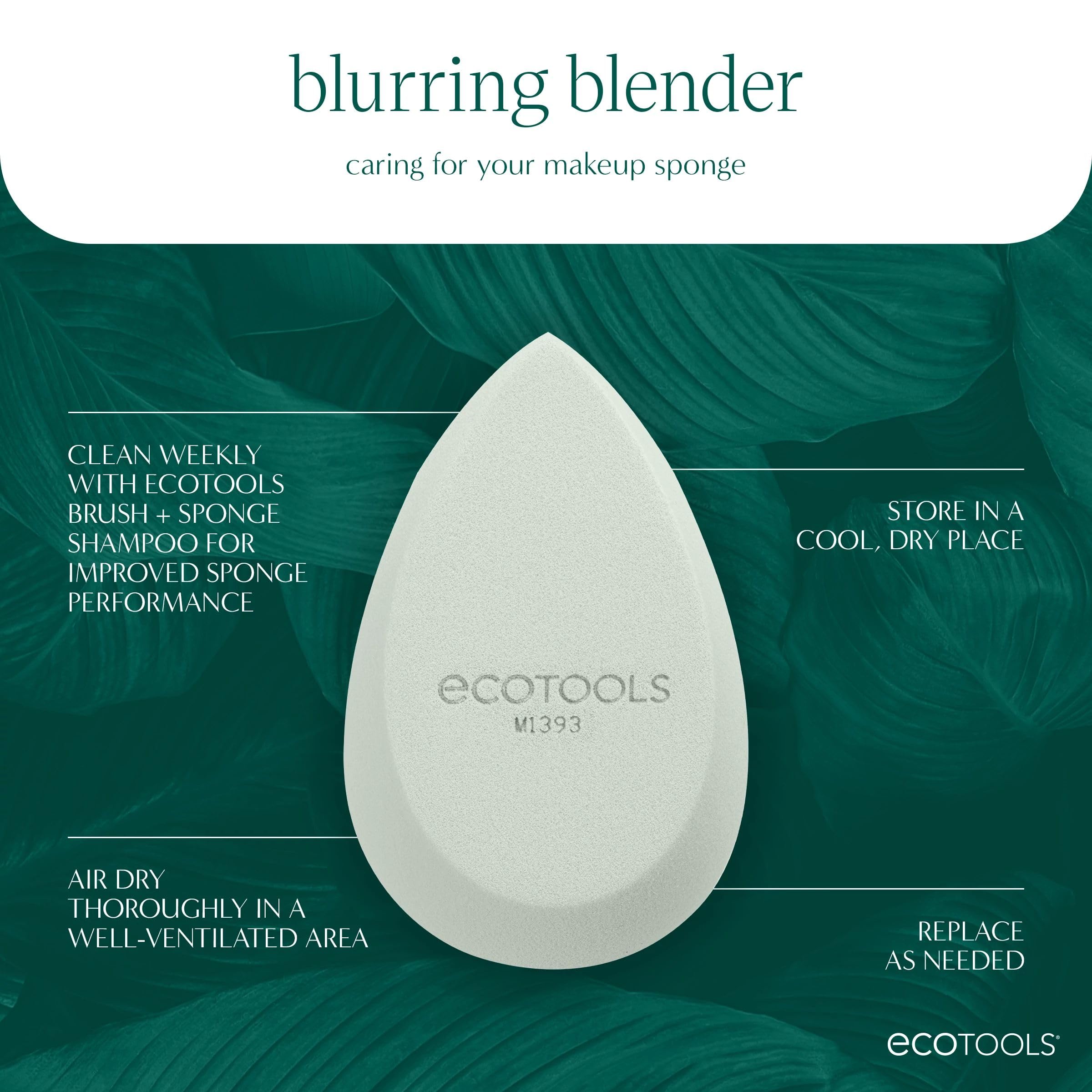 EcoTools Blurring Blender Makeup Sponge, Makeup Blending Sponge For Blurred Skin, For Liquid & Cream Foundation, Eco Friendly & Latex Free, Cruelty-Free & Vegan 1 Count